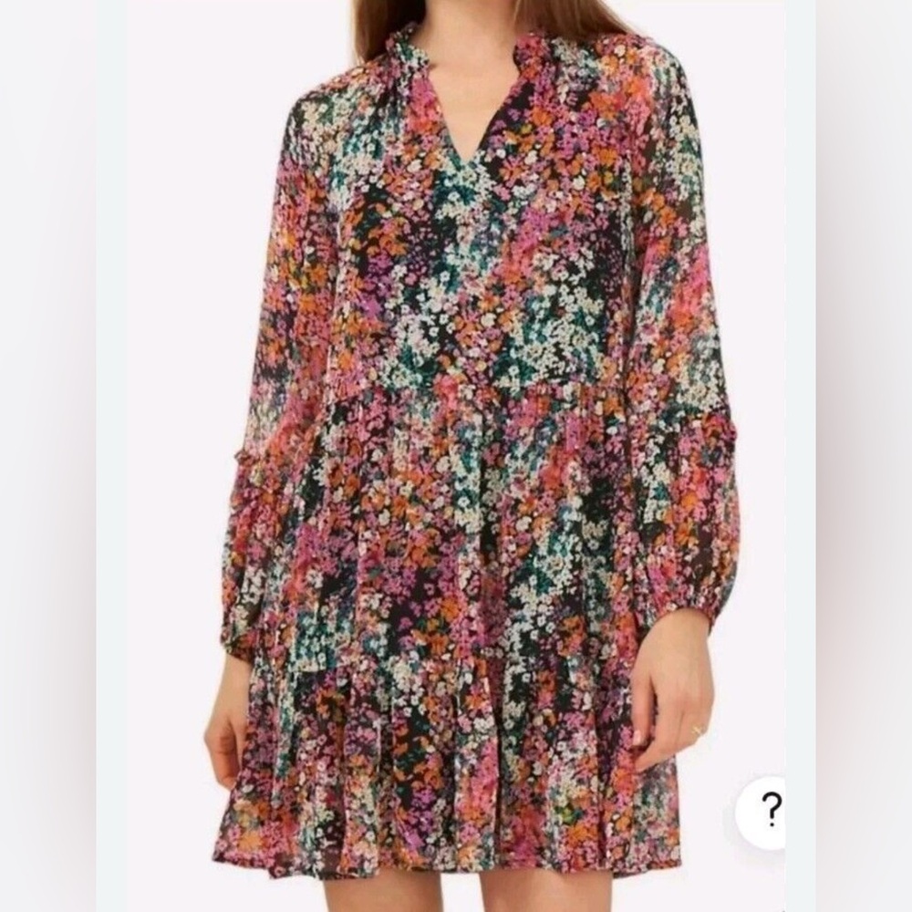 Vince Camuto Dress Womens XS Black Multi 979 Ditsy Floral NWT C3422900 Balloon